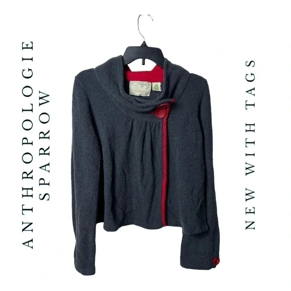 1290. NWT ANTHROPOLOGIE SPARROW LONG SLEEVE WOOL‎ COAT SIZE MEDIUM DARK GRAY